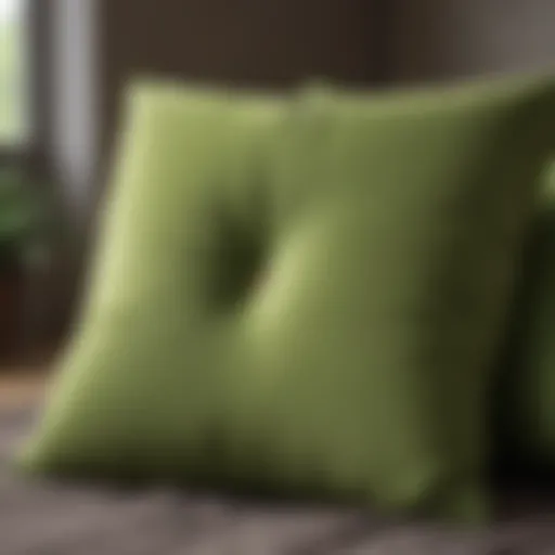 Luxurious feel of Avocado Green Pillow showcasing its eco-friendly materials