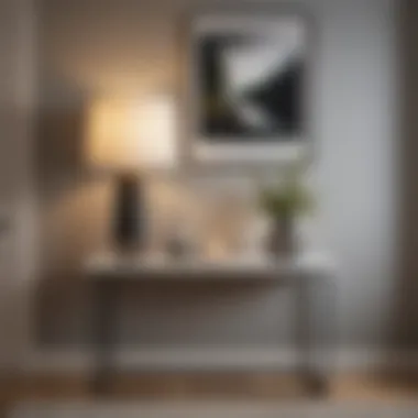 Minimalist Console Table Design Minimalist console table design with a chic lamp and minimal decor