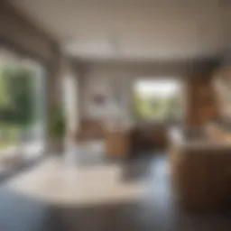 Modern open-concept living room with kitchen integration