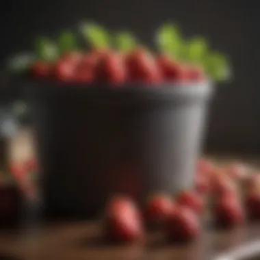 Close-up of ripe strawberries in a well-maintained pot