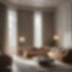 Elegant living room featuring stylish curtain blinds