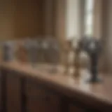 Different styles of curtain rod brackets displayed on a table