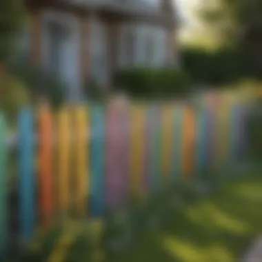 A colorful picket fence that adds charm and vibrancy to the garden.