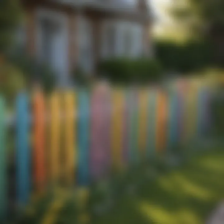 A colorful picket fence that adds charm and vibrancy to the garden.