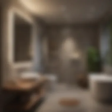 Efficient Space Utilization in a Bathroom A cozy bathroom featuring effective use of space.