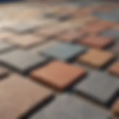 Paver Material Choices Close-up view of various paver materials illustrating texture and color options