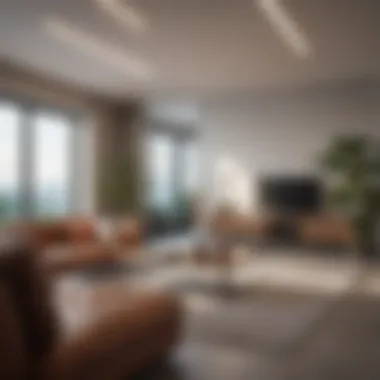Modern Diagonal Living Room Arrangement Stylish diagonal living room layout showcasing modern furniture arrangement