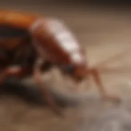 Close-up of a cockroach showcasing its distinct physical features