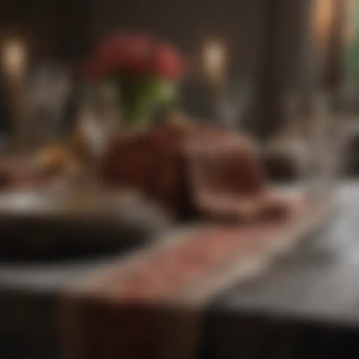 Textiles displaying a luxurious table runner and matching napkins