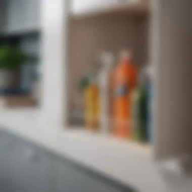 Cleaning supplies arranged for optimal cabinet care