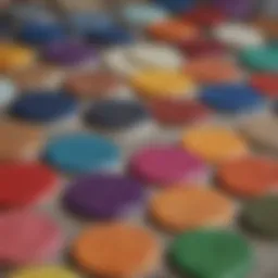 Close-up of a paint-stained fabric showing diverse paint types.