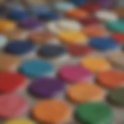 Close-up of a paint-stained fabric showing diverse paint types.
