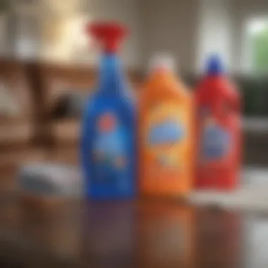 Various household cleaning items on a table