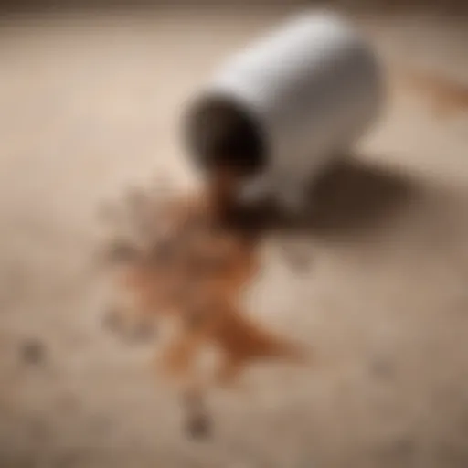 Freshly spilled coffee on a carpet