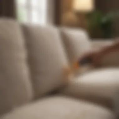 Applying Stain Remover with Precision A person applying a stain remover to a couch