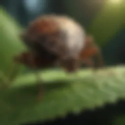 Close-up view of a stink bug on a leaf