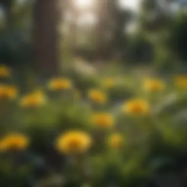 Vibrant Dandelions in the Garden Vibrant dandelions flourishing in a garden