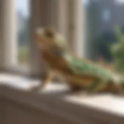 Lizard basking on a sunny windowsill