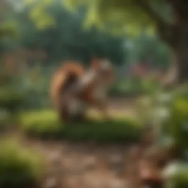 A garden utilizing natural deterrents to repel squirrels Garden with natural deterrents