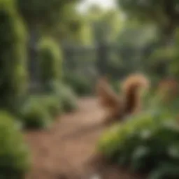 A beautifully landscaped garden with barriers to keep squirrels away