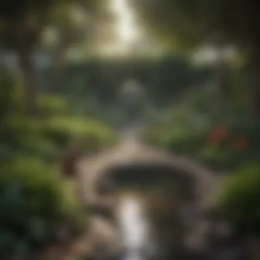 Serene Garden with Healthy Plants A serene garden showcasing healthy plants protected from wildlife