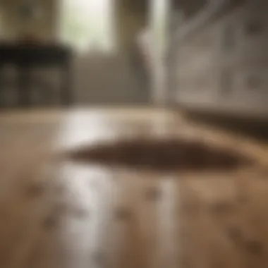 Close-up of a trail of ants in a kitchen environment