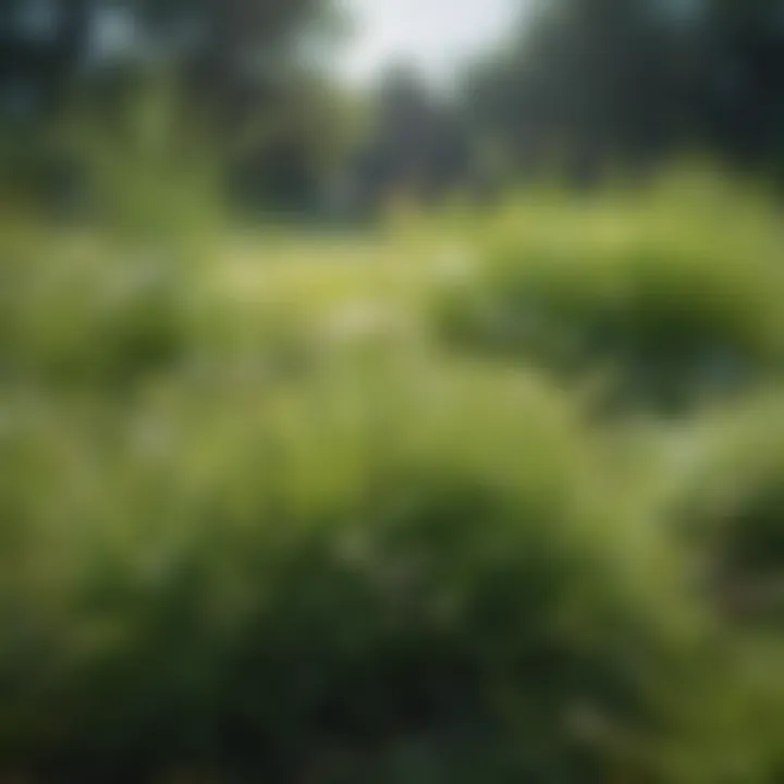 Different types of weeds in a lawn