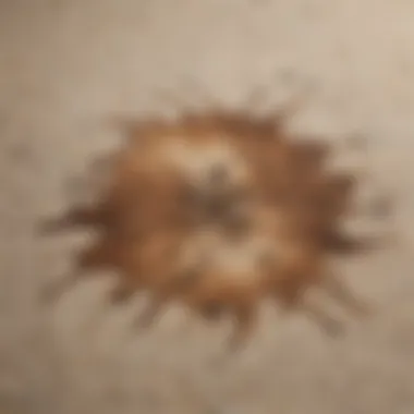 Fresh Coffee Stain on Rug A close-up of a rug with a fresh coffee stain