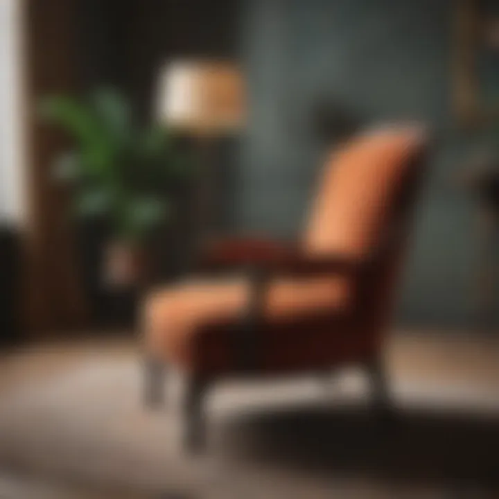 Spot cleaning a velvet chair with a cloth
