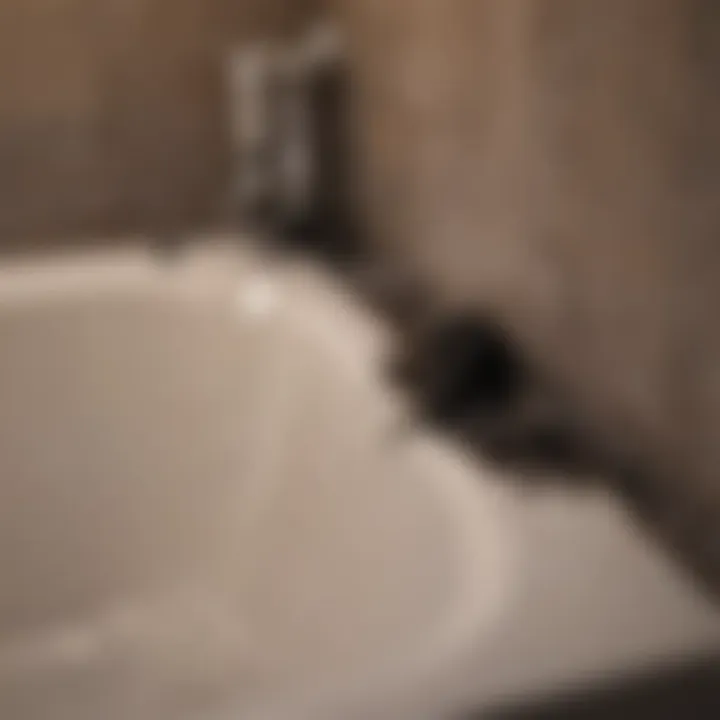 Close-up of black mold around a bathtub