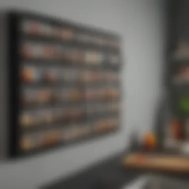 Magnetic Spice Rack for Efficient Use of Wall Space Magnetic spice rack mounted on the wall