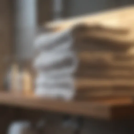 Soft towels stacked neatly on a bathroom shelf