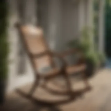 Elegant wooden rocking chair on a porch