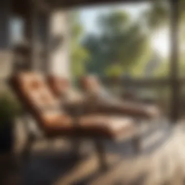 Relaxing lounge chairs on a sunny porch