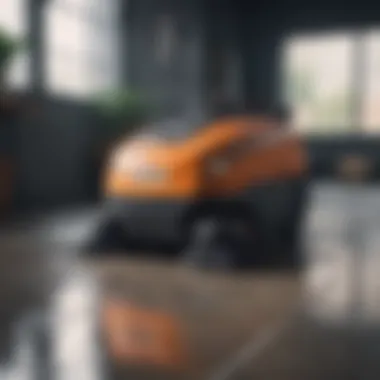 High-Tech Floor Sweeper Features Close-up view of a high-tech floor sweeper displaying modern features
