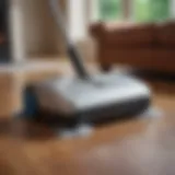 A sleek automatic floor sweeper in action on hardwood floors