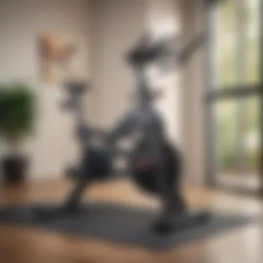 A sleek indoor cycling bike showcased in a modern home gym setting