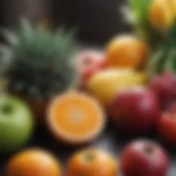 Close-up of fresh fruits ready for juicing