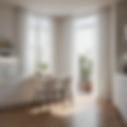 Elegant plain white curtains enhancing a modern kitchen design