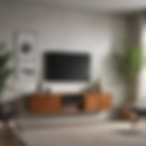 Stylish wall mounted cabinet in a modern living room