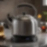 Elegant stainless steel kettle emitting a melodious sound