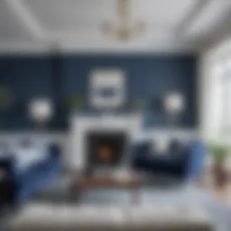 Elegant blue and white living room decor showcasing harmony and balance.