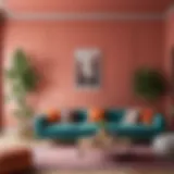 A vibrant living room showcasing trending color palettes
