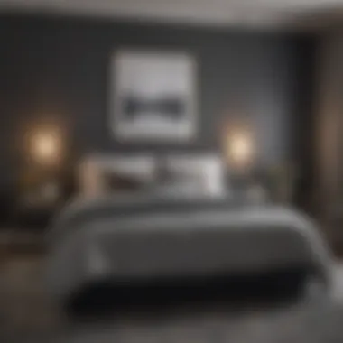 Elegant Bedroom Design Highlighting Dark Gray Accent Elegant bedroom featuring a dark gray accent wall