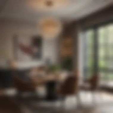 Sophisticated Modern Dining Space Elegant dining area with modern decor and natural lighting