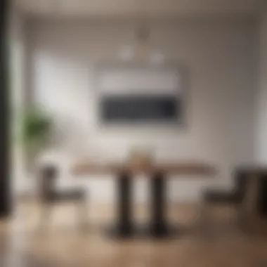 Sleek Minimalist Dining Setup Minimalist dining setup with sleek furniture and a clean aesthetic