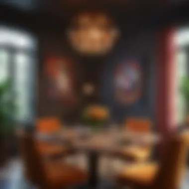 Eclectic Vibrant Dining Space Vibrant dining area adorned with colorful artwork and unique furnishings