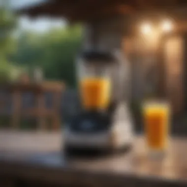 Convenience in Outdoor Settings A portable battery powered blender being used outdoors