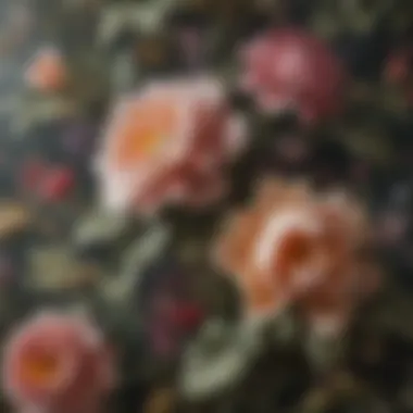 Intricate Floral Wallpaper Designs Close-up of intricate floral wallpaper designs inspired by French landscapes