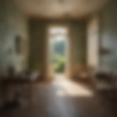 Serene French Countryside Scene A serene French countryside scene with traditional wallpaper patterns